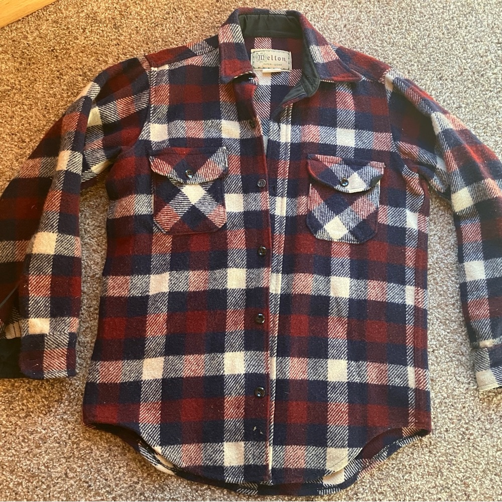Vintage wool melton shirt jacket medium